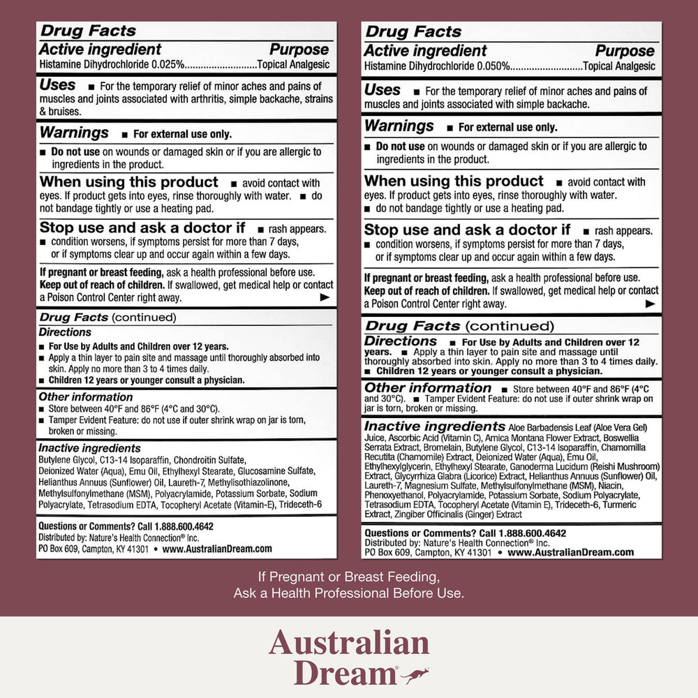 Australian Dream arthritis pain relief cream pump for easy application.