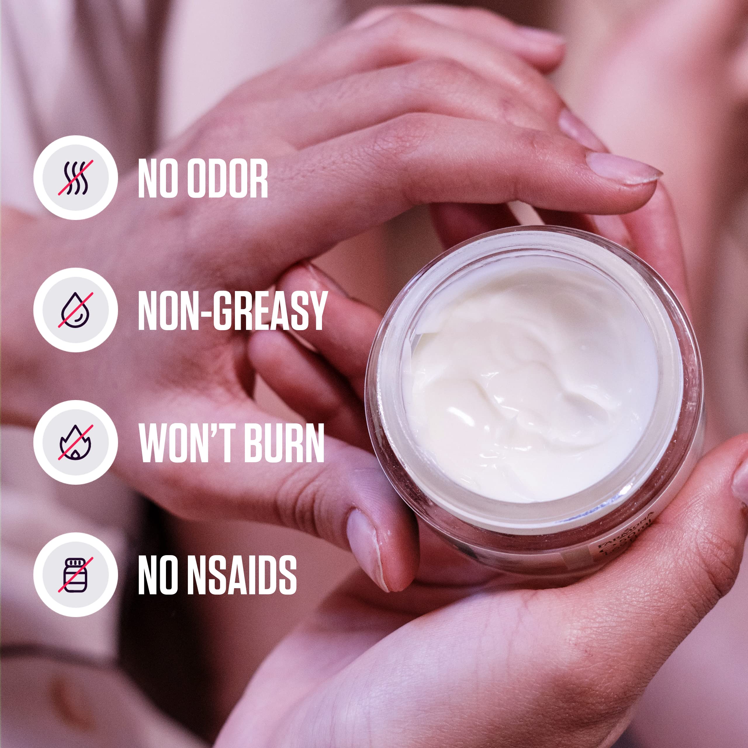 Australian Dream cream on the shoulder demonstrates fast relief for muscle soreness.