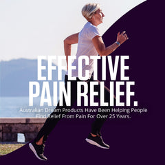 Australian Dream pain relief cap and label conveys easy everyday use.
