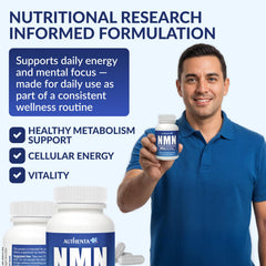 AUTHENTA NMN two-month supply visual with calendar reminder.