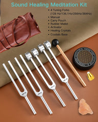 Autzom tuning forks 4-pack close-up with activator for easy use.