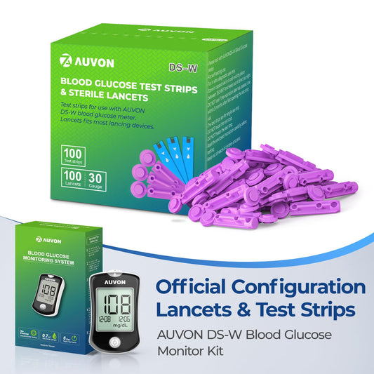 AUVON 30-gauge lancets for quicker, gentler sampling.