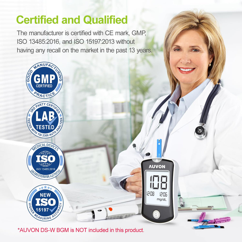 AUVON DS-W test strips include a user guide for quick startup.