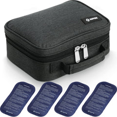 AUVON insulin cooler travel case with four 160g ice packs maintains cold conditions during travel