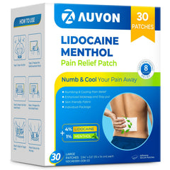 AUVON Max Strength Patch box with 30 patches for convenient pain management.