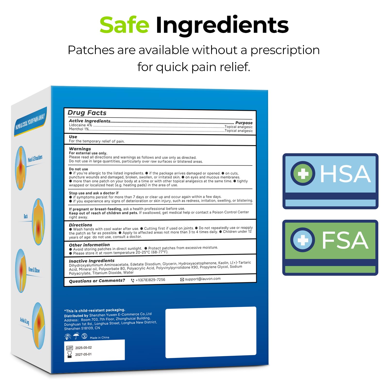 AUVON Max Strength Patch large patch can be trimmed to fit joints.