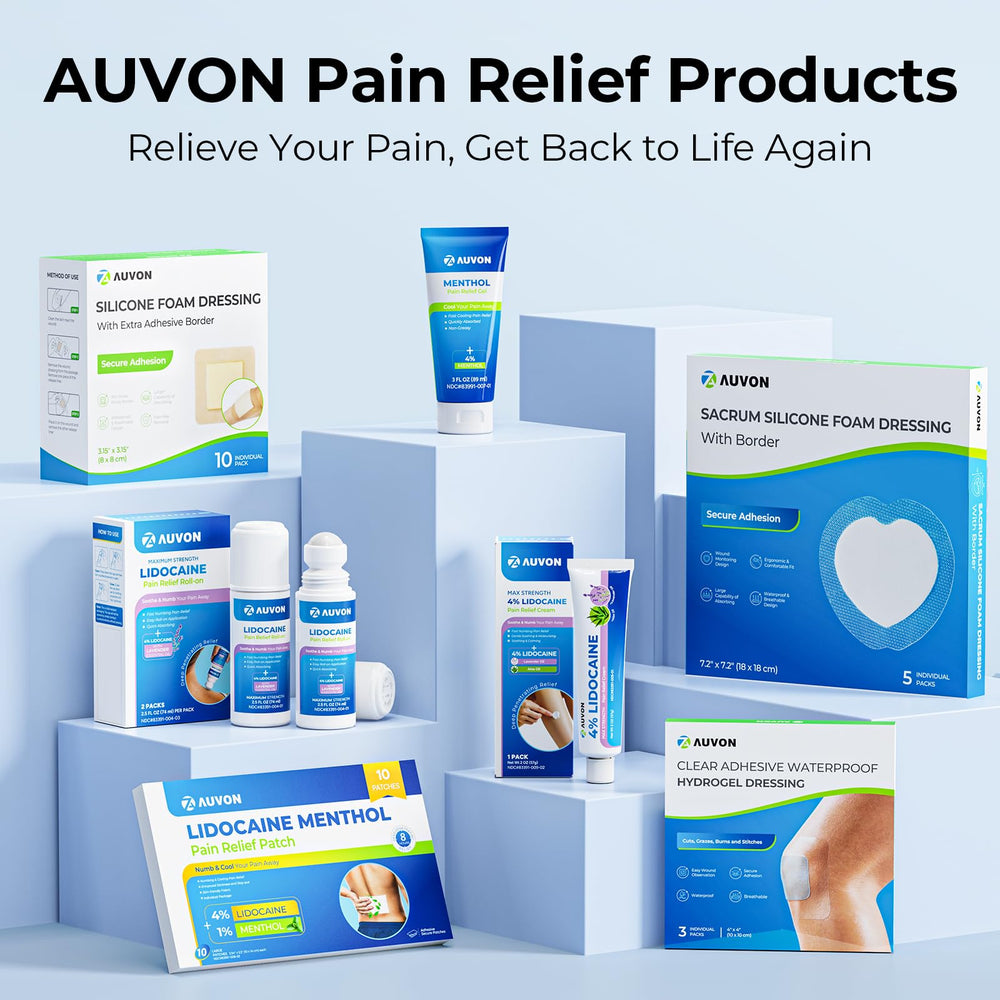 AUVON Max Strength Patch on skin demonstrates strong adhesion.