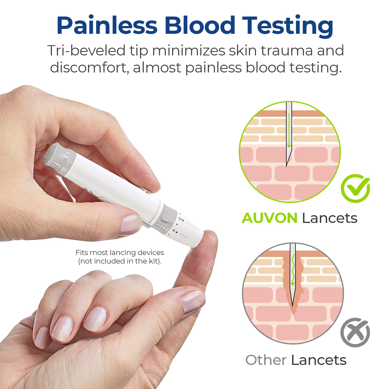 AUVON test strip sample well promotes direct sample flow.