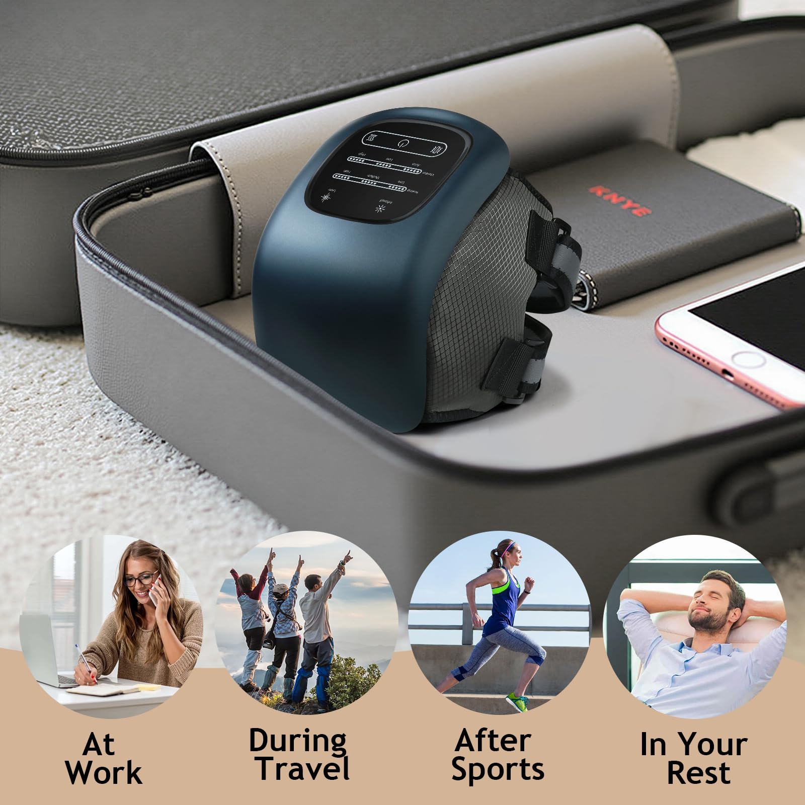 Auxoliev knee massager offers three vibration modes to relax muscles