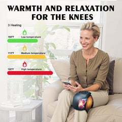 Auxoliev knee massager shows three heating levels for personalized comfort