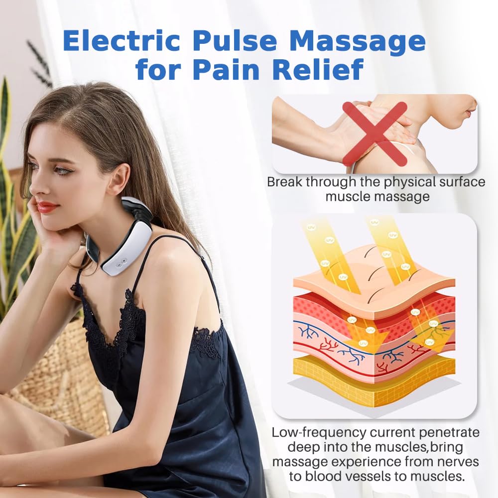 Auxoliev wireless neck massager delivers customizable sessions with 10 modes and 50 intensities