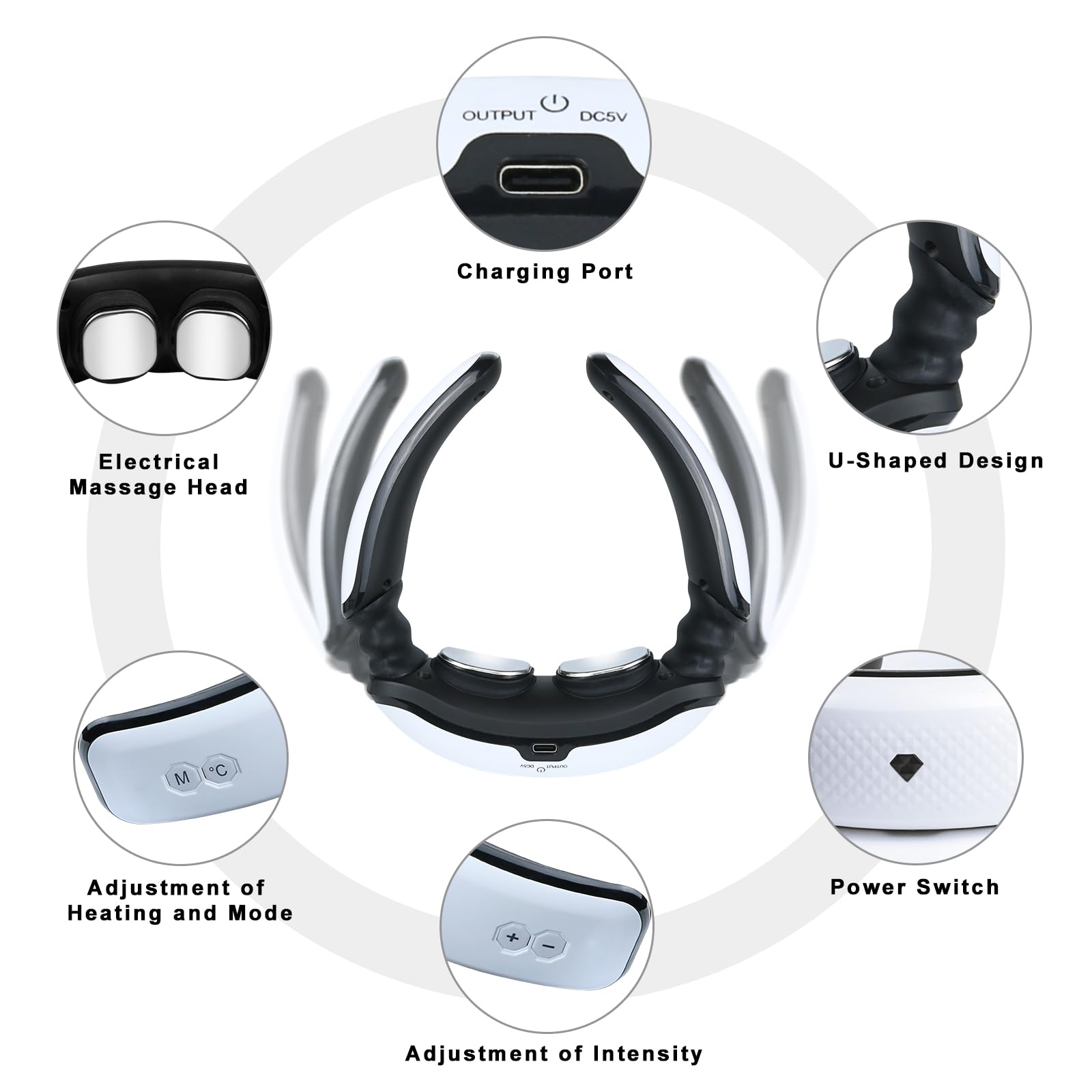Auxoliev neck massager in action on desk or in transit for on the go relief