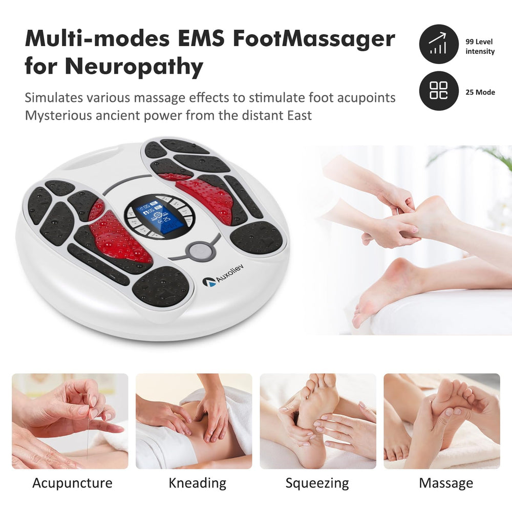 Auxoliev four TENS pads attached for targeted session versatility.