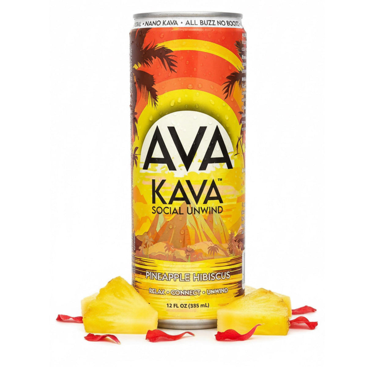 AVA KAVA Pineapple Hibiscus can for fast-acting relaxation and no sugar