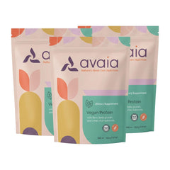 Avaia precision-fermented protein tub with front label visible for quick daily shakes.