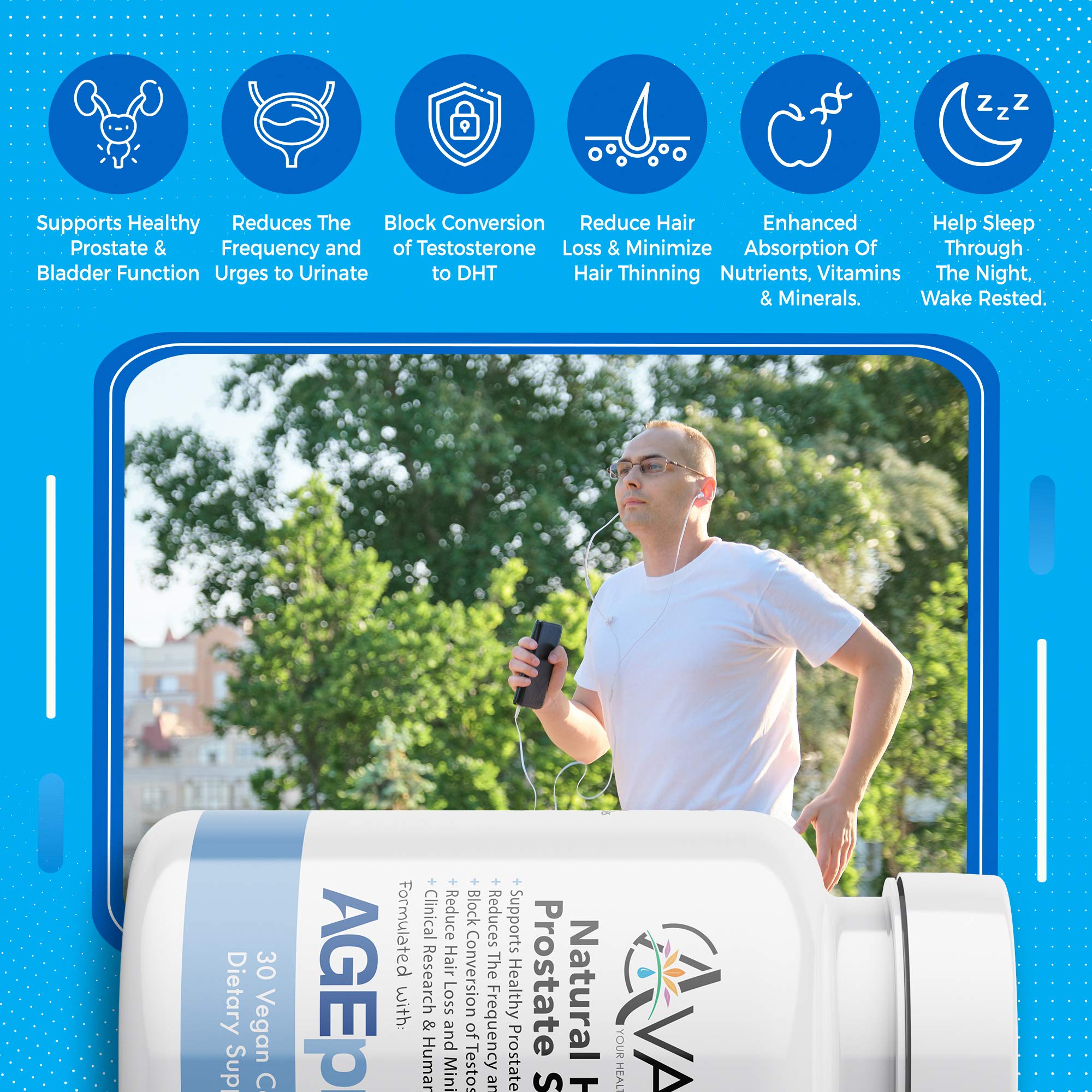 Avani Health AGEprost ingredients diagram emphasizes Bioperine and AstraGin for absorption.