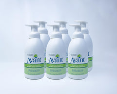 Avant alcohol-free foaming sanitizer bottle shows quick protection for hands.