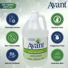 Avant non-alcohol sanitizer shown as safe for flammable environments.