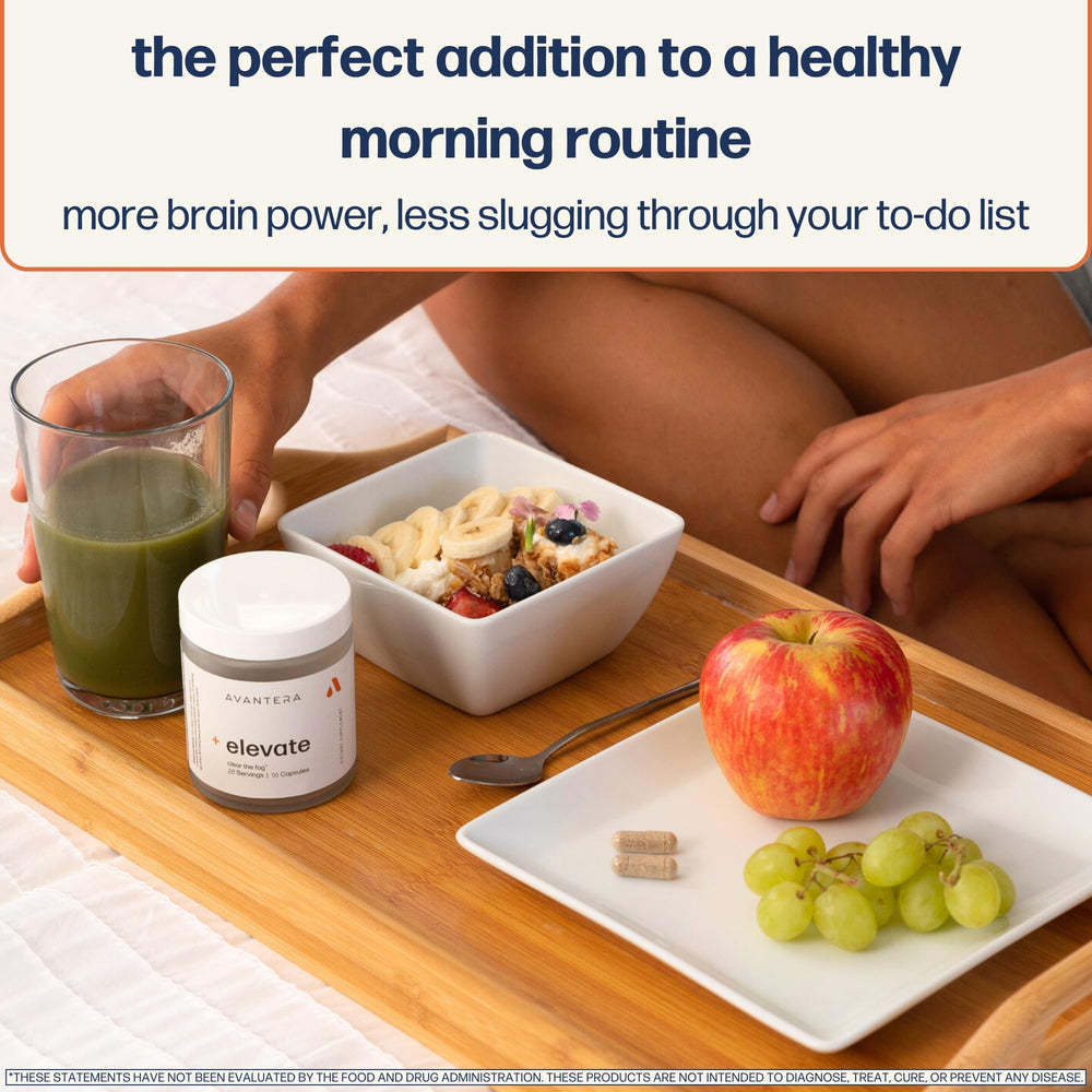 Avantera Elevate capsules closeup for easy daily intake.