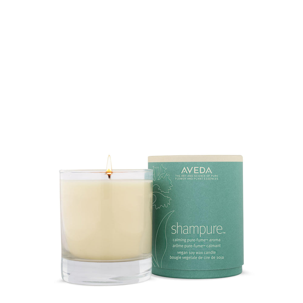 Aveda Shampure vegan soy wax candle close-up highlighting calm atmosphere