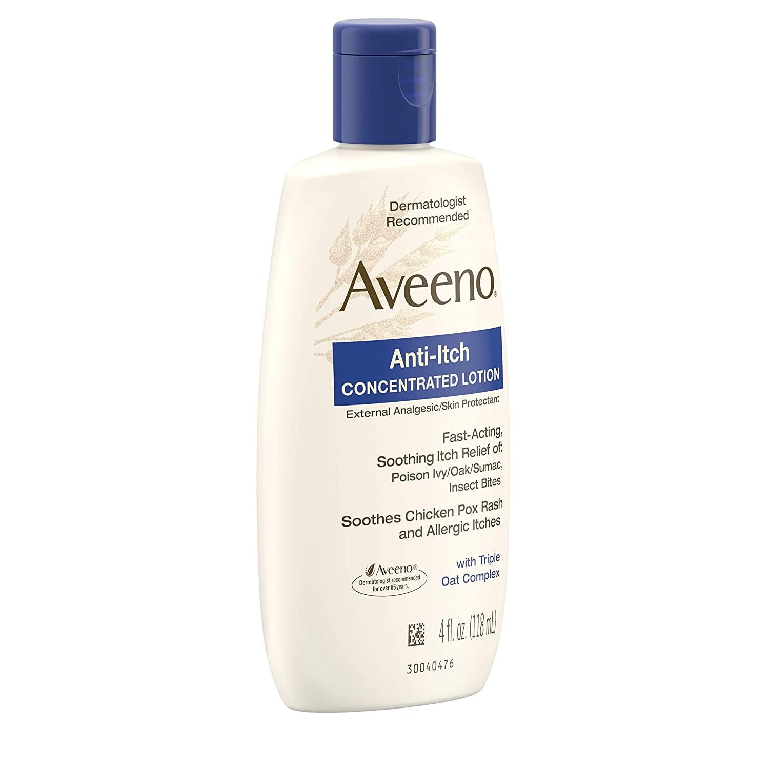 4-ounce bottle label close-up showing Calamine and Oat Complex for itch relief