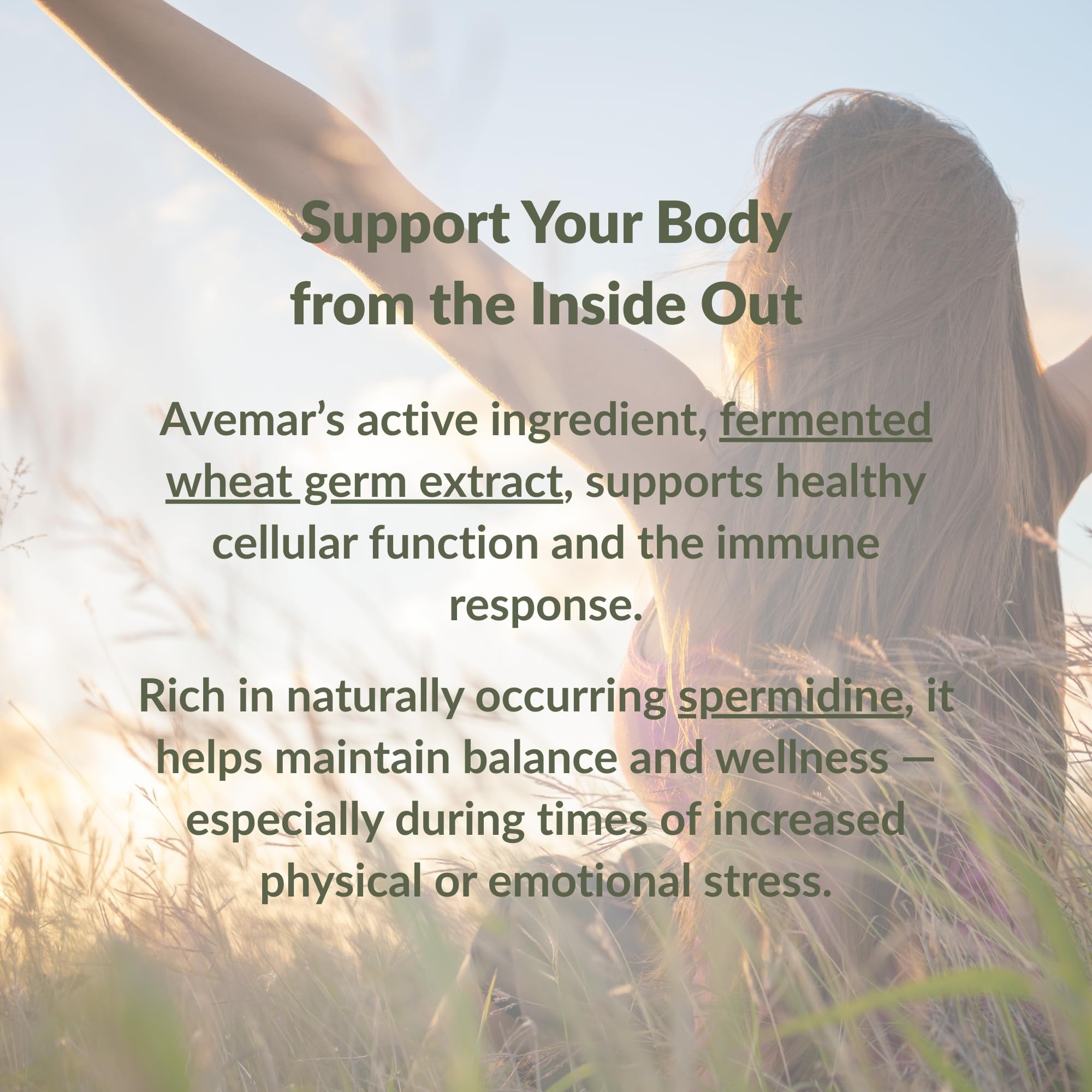 Avemar gluten-free ingredient label focuses on natural, fermentation-based extract.