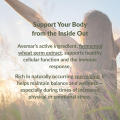 Avemar gluten-free ingredient label focuses on natural, fermentation-based extract.