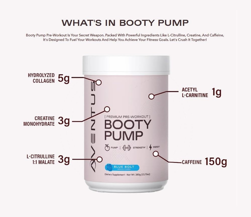 Aventus Booty Pump scoop ready for easy, precise pre-workout dosing.