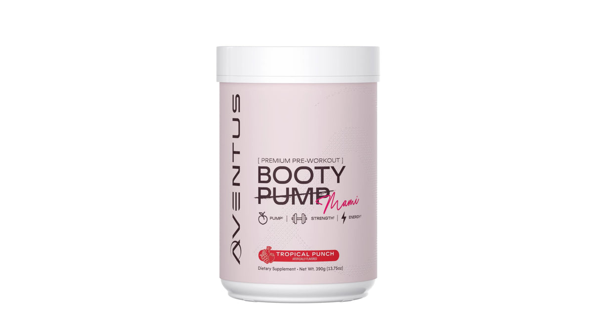 Aventus Booty Pump Tropical Punch tub ready for a pre-workout flavor boost.