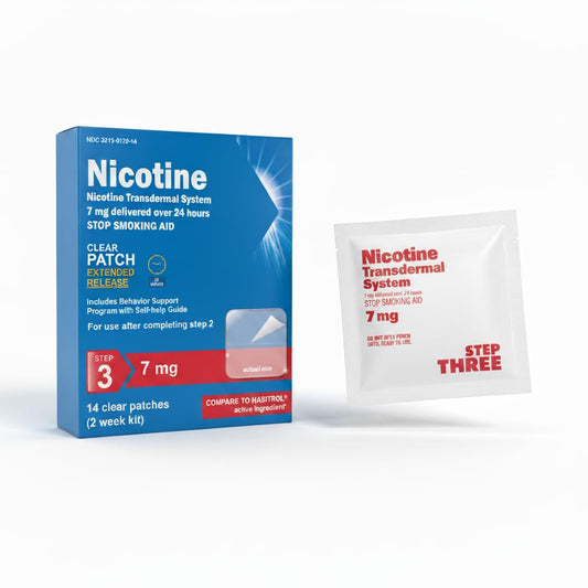 Aveva Nicotine Transdermal Step 3 patch closeup shows discreet design