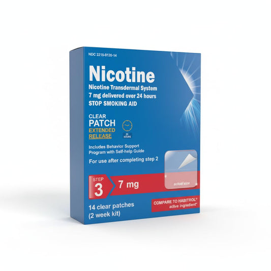 Aveva Nicotine Transdermal Step 3 patch on skin for long-lasting craving support