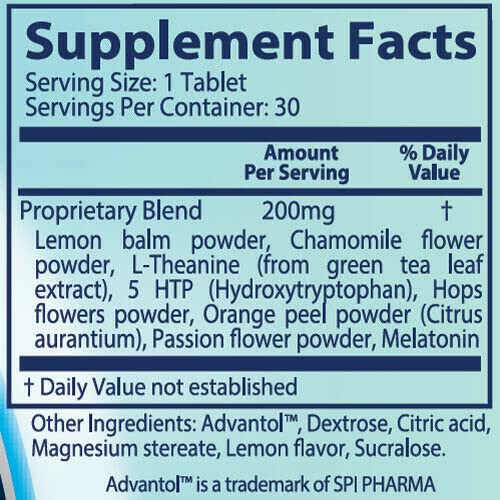 Avinol PM tablets poured into a glass for easy nightly use.