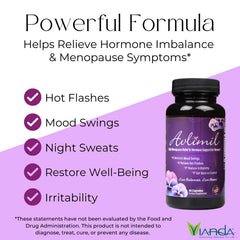 Avlimil ingredients blend visual highlights isoflavones and botanicals for balance