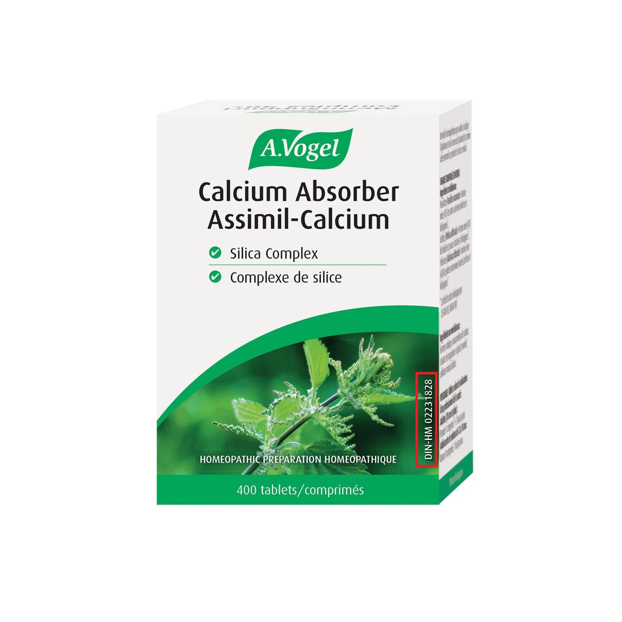A.Vogel Calcium Absorption 400 tabs bottle on shelf, supports daily mineral balance.