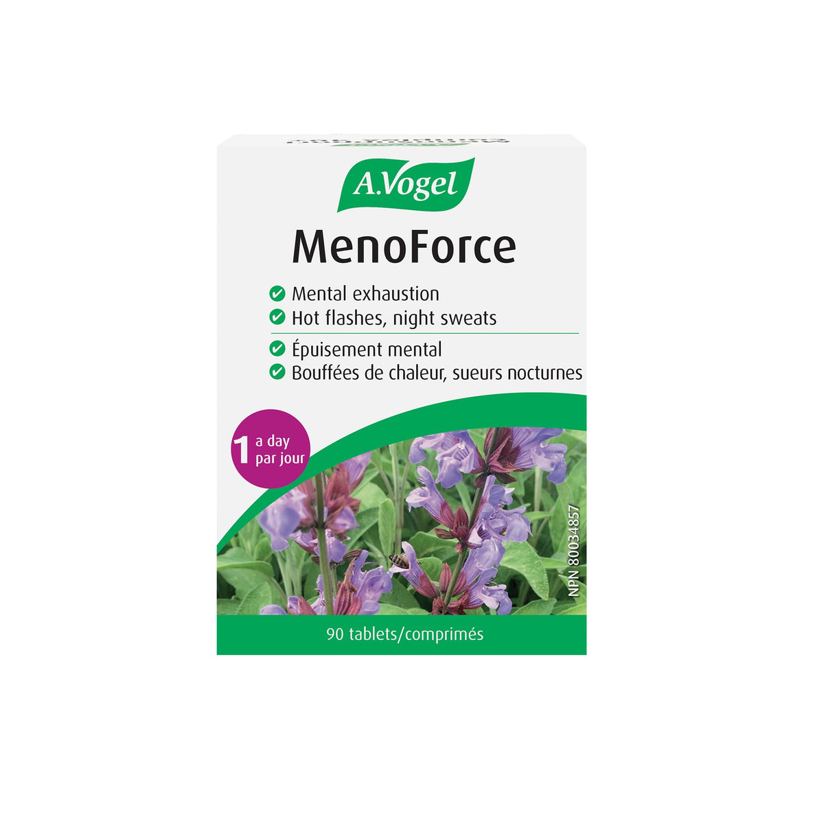 A.Vogel Menopause sage leaf tablet highlighting organic formulation for symptom support.