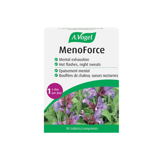 A.Vogel Menopause sage leaf tablet highlighting organic formulation for symptom support.