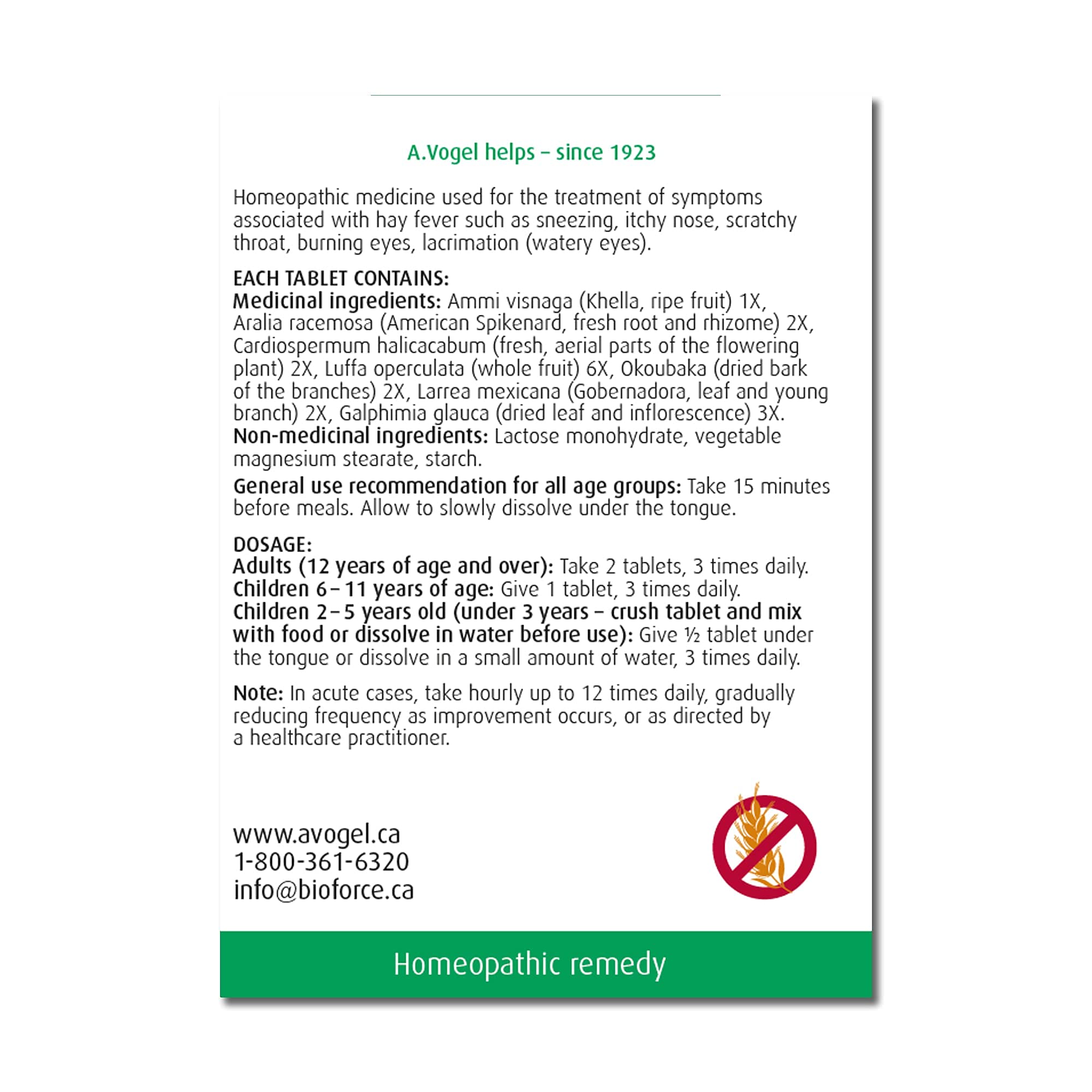 A.Vogel Pollinosan Tb blister pack showing easy-to-swallow tablets