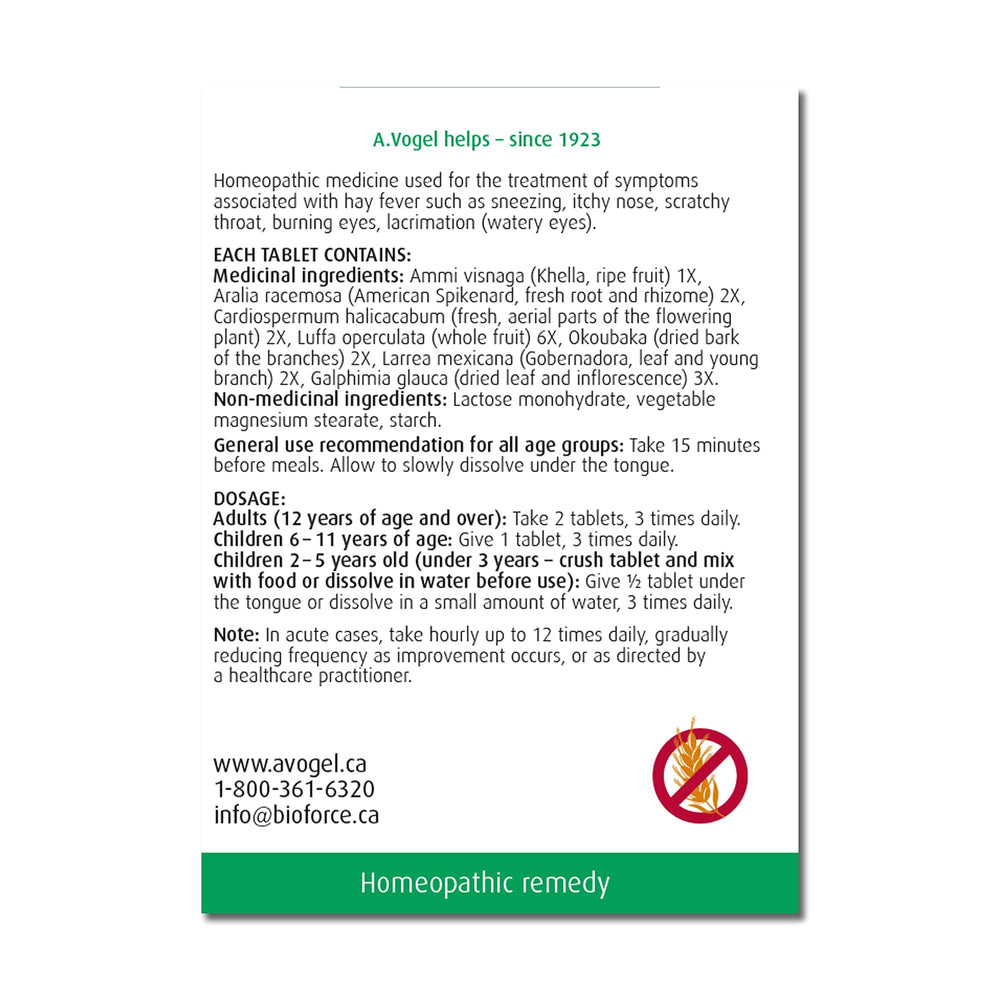 A.Vogel Pollinosan Tb blister pack showing easy-to-swallow tablets