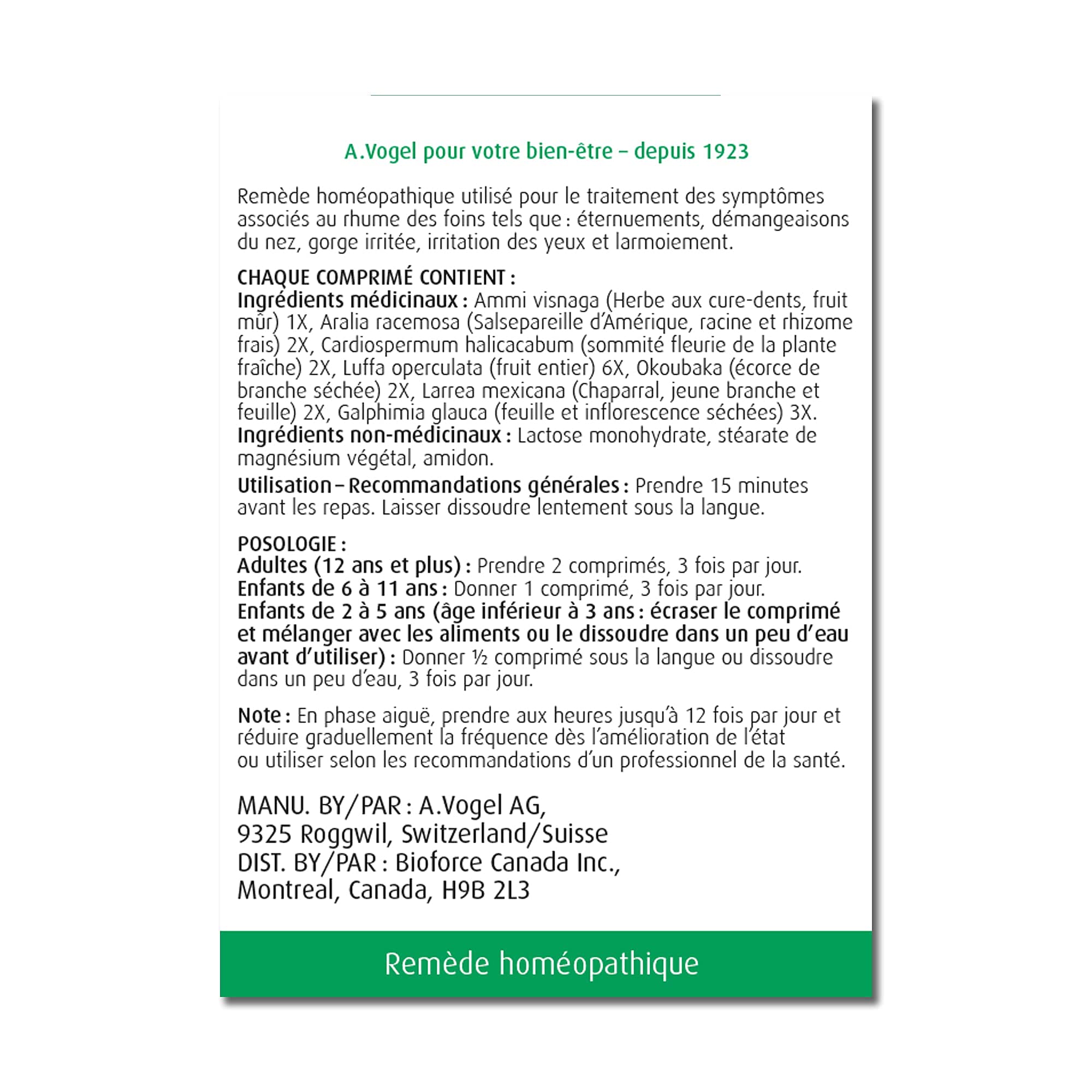A.Vogel Pollinosan Tb box and label emphasizing gluten-free and sugar-free formula