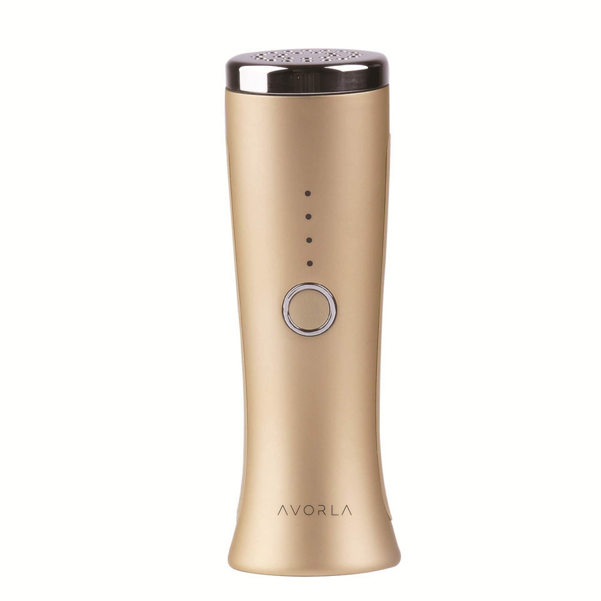 Avorla Red Light Facial Wand in gold, close-up for at-home skin care and potential glow.