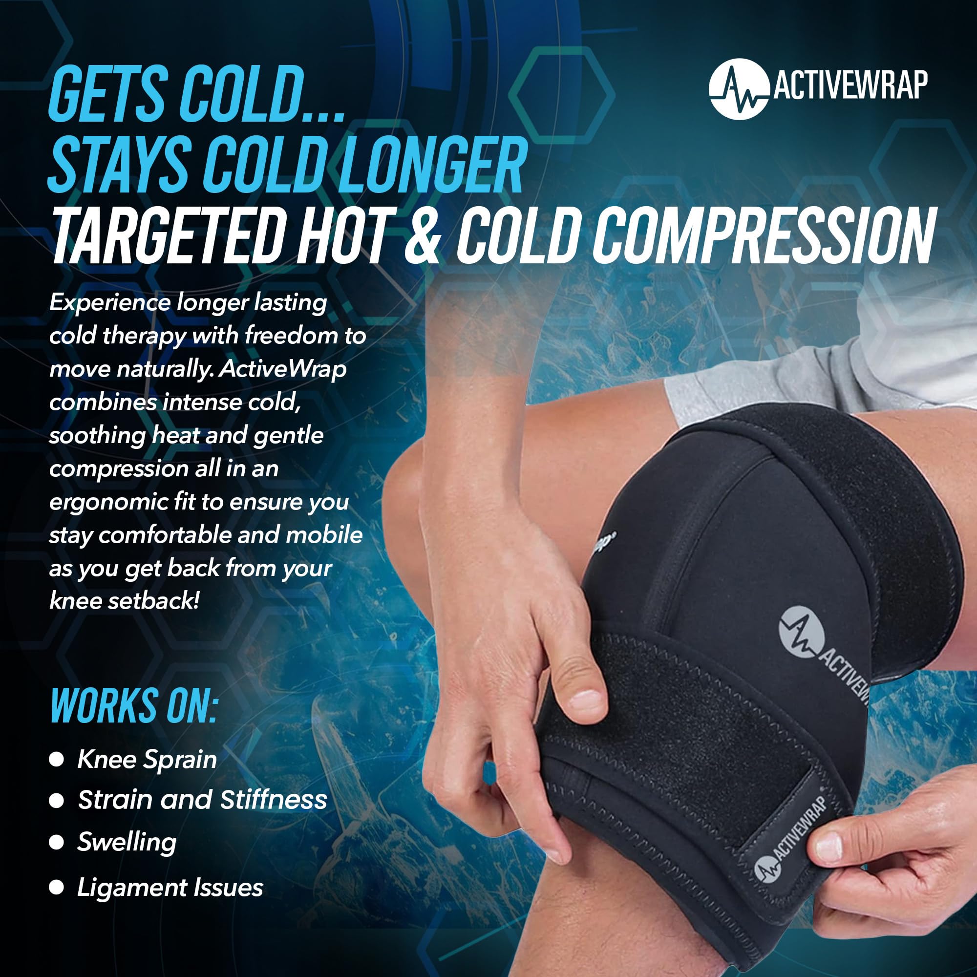 AW ACTIVEWRAP knee wrap with adjustable straps supports comfortable compression during activity