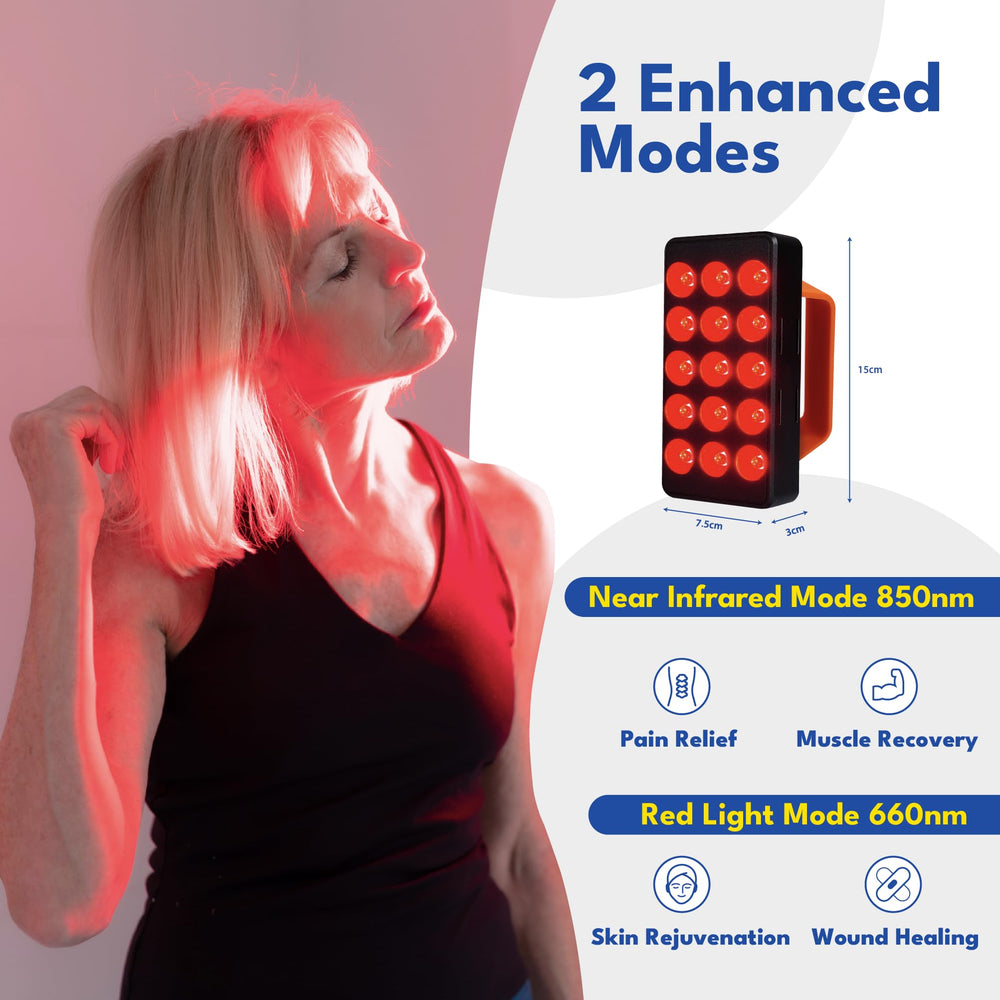 American Wellness Authority red light panel dual-wavelength setup showing 660nm and 850nm