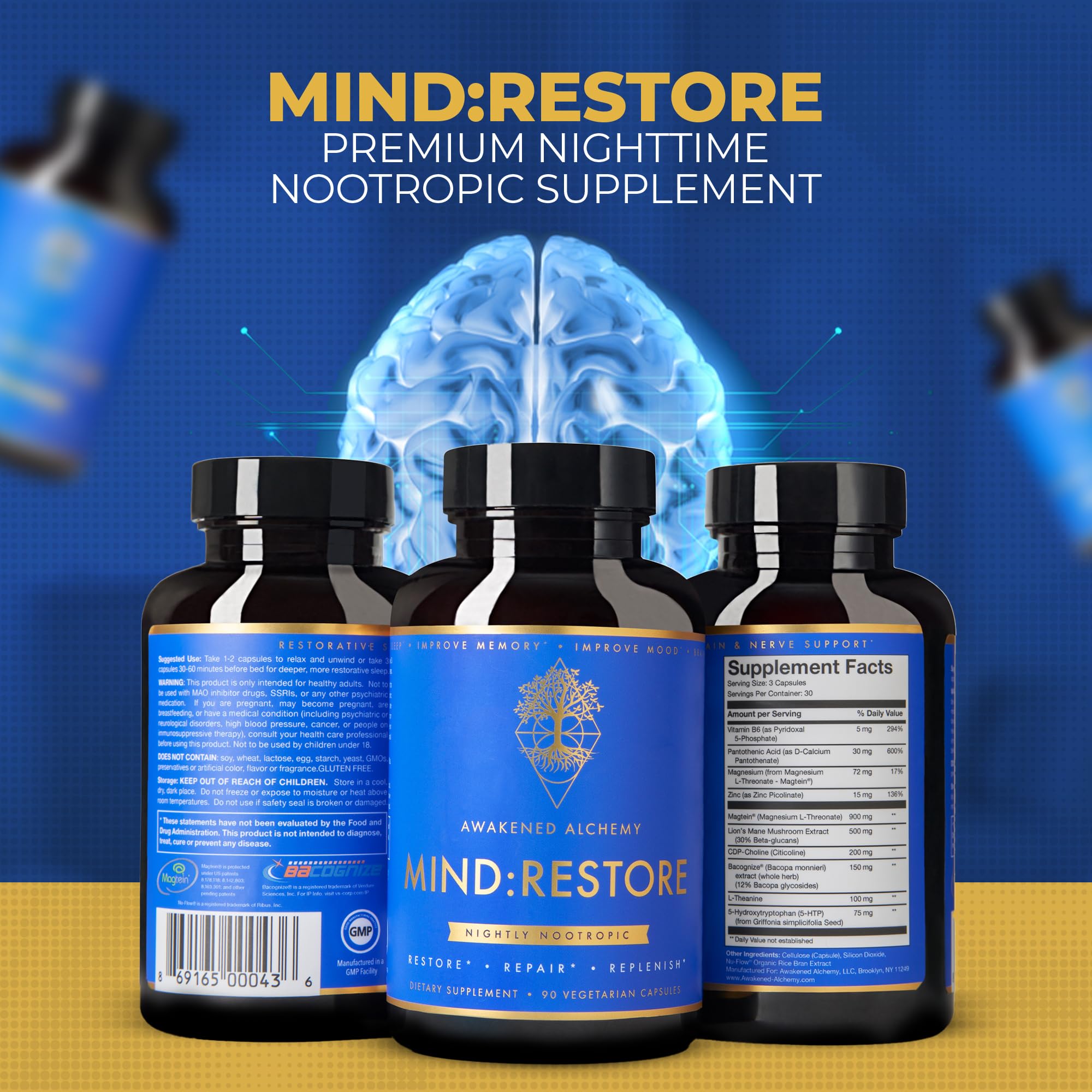 Nighttime scene with MIND:RESTORE to suggest bedtime ritual and calm