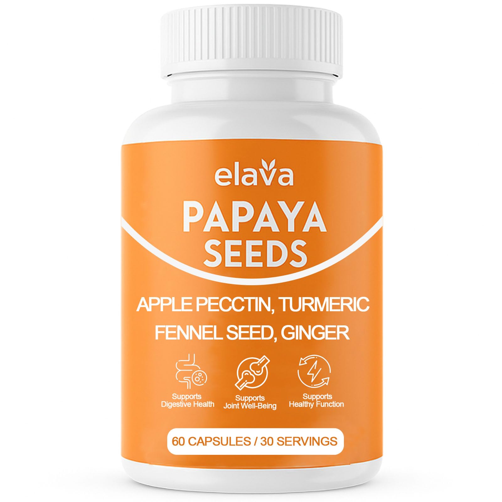Awjsde Elava Papaya Seeds Capsules bottle for gentle daily digestion.