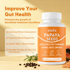 Awjsde Elava papaya seeds powder in bowl showing natural fiber.