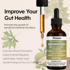 Awjsde Prozen natural ingredient blend showcases wormwood, walnut, clove for digestive wellness.