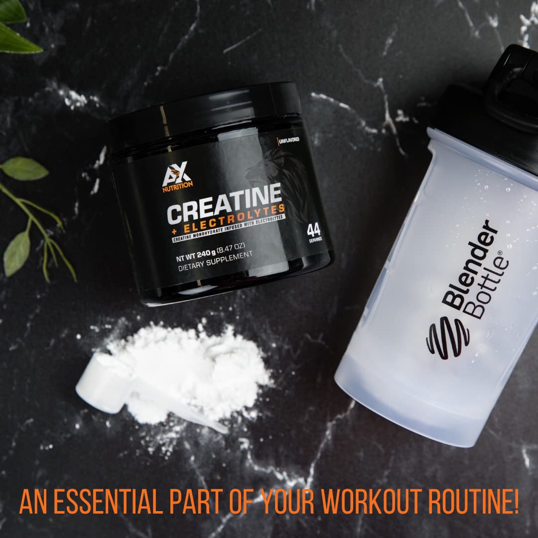 AX Nutrition Creatine Electrolytes bottle on shelf demonstrates compact 240 g format.