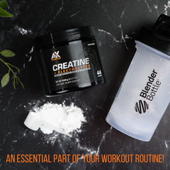 AX Nutrition Creatine Electrolytes bottle on shelf demonstrates compact 240 g format.