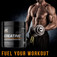 AX Nutrition Creatine Electrolytes powder texture highlights high purity and fast mixing for workouts.
