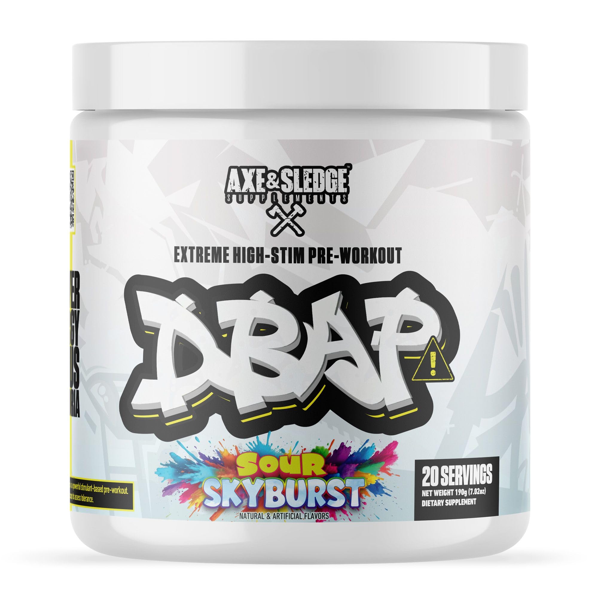 Axe & Sledge DBAP tub front with Sour Skyburst for sustained workout energy.